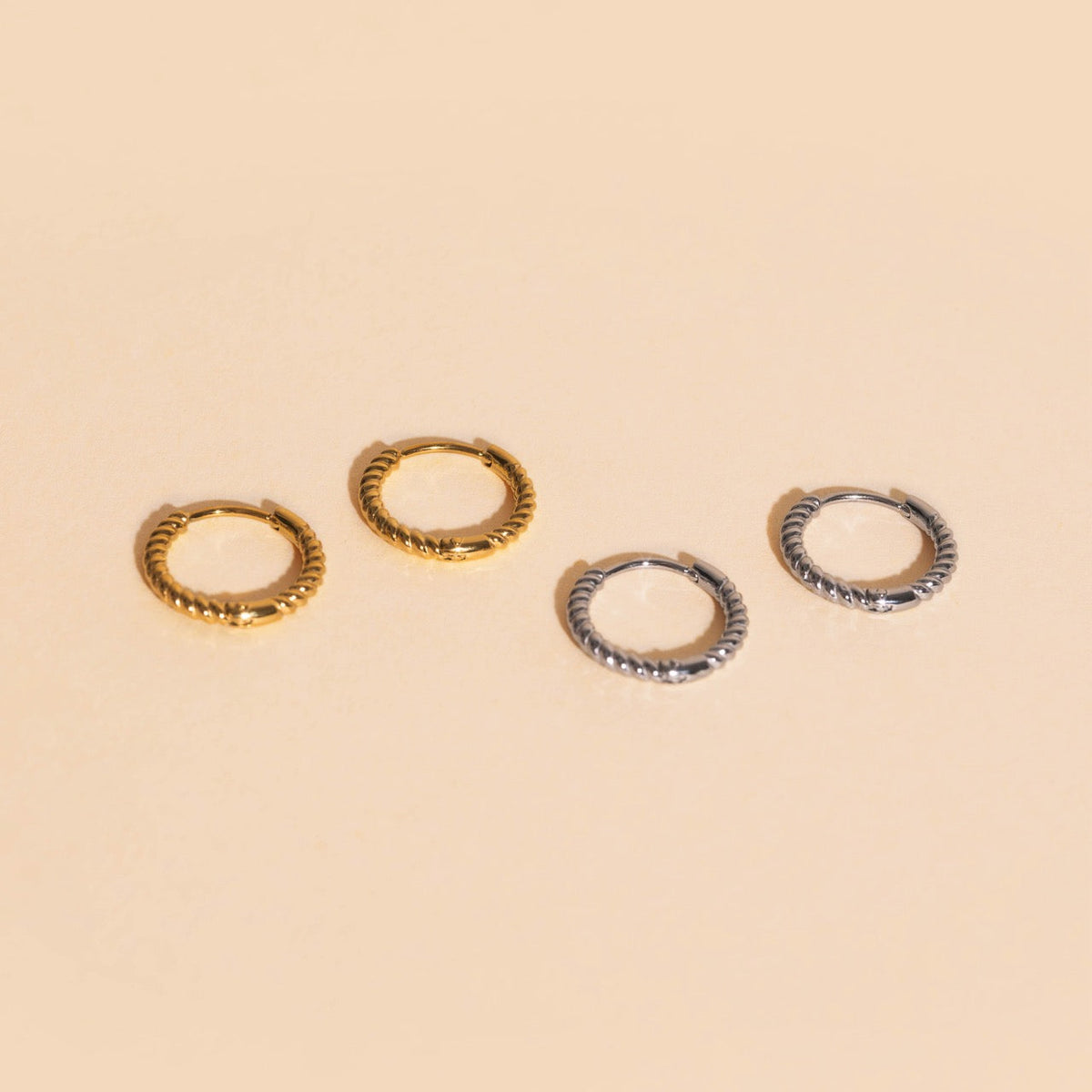 Rope Rounded Huggie Hoop Earrings