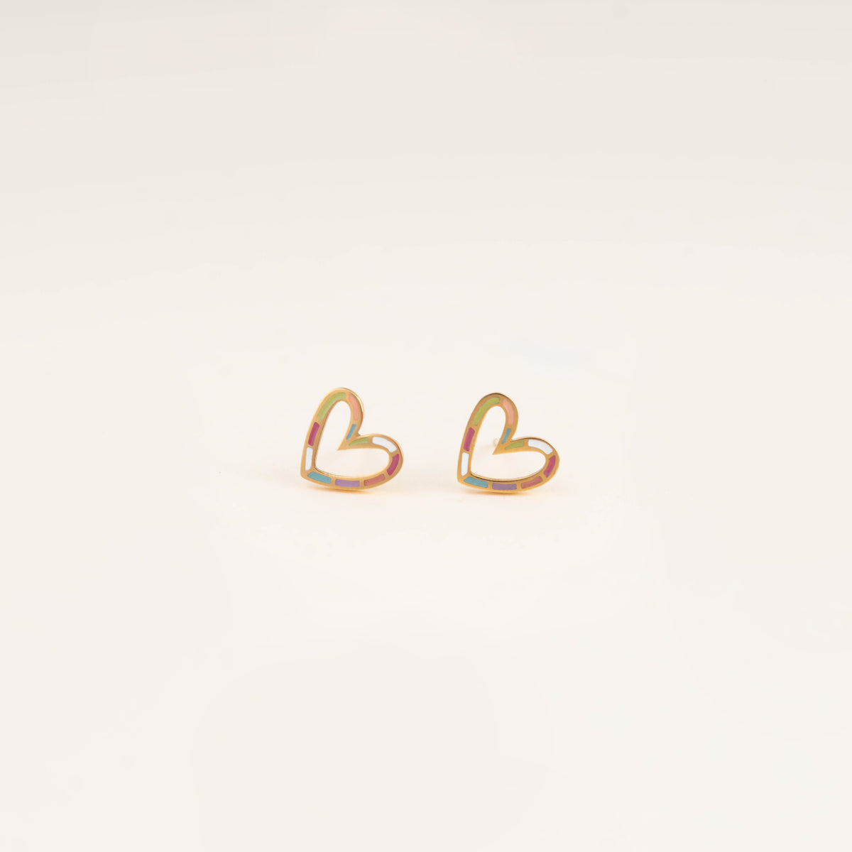 Rainbow Heart Stud Earrings