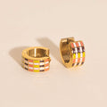 Stitched Super Chunky Huggie Hoop Earrings 5
