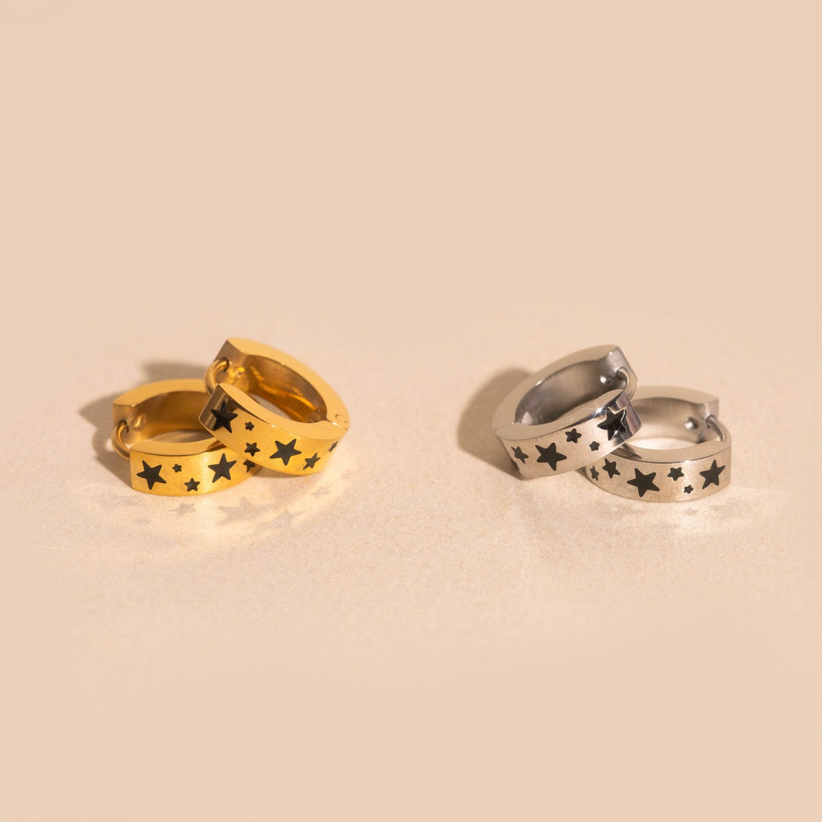 Star Chunky Huggie Hoop Earrings
