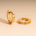 Crystal Textured Tiny Huggie Hoop Earrings 2