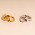 Crystal Textured Tiny Huggie Hoop Earrings 10