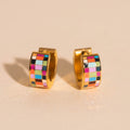 Checkered Super Chunky Huggie Hoop Earrings 1