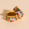 Checkered Super Chunky Huggie Hoop Earrings 9