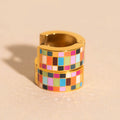 Checkered Super Chunky Huggie Hoop Earrings 4