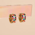 Checkered Super Chunky Huggie Hoop Earrings 5