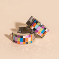 Checkered Super Chunky Huggie Hoop Earrings 3
