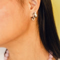 9mm Block Checkered Super Chunky Huggie Hoop Earrings 7
