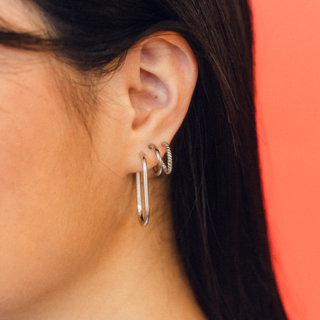 Titanium Thinny Rectangle Rounded Huggie Hoop Earrings - FeatherTUFF™