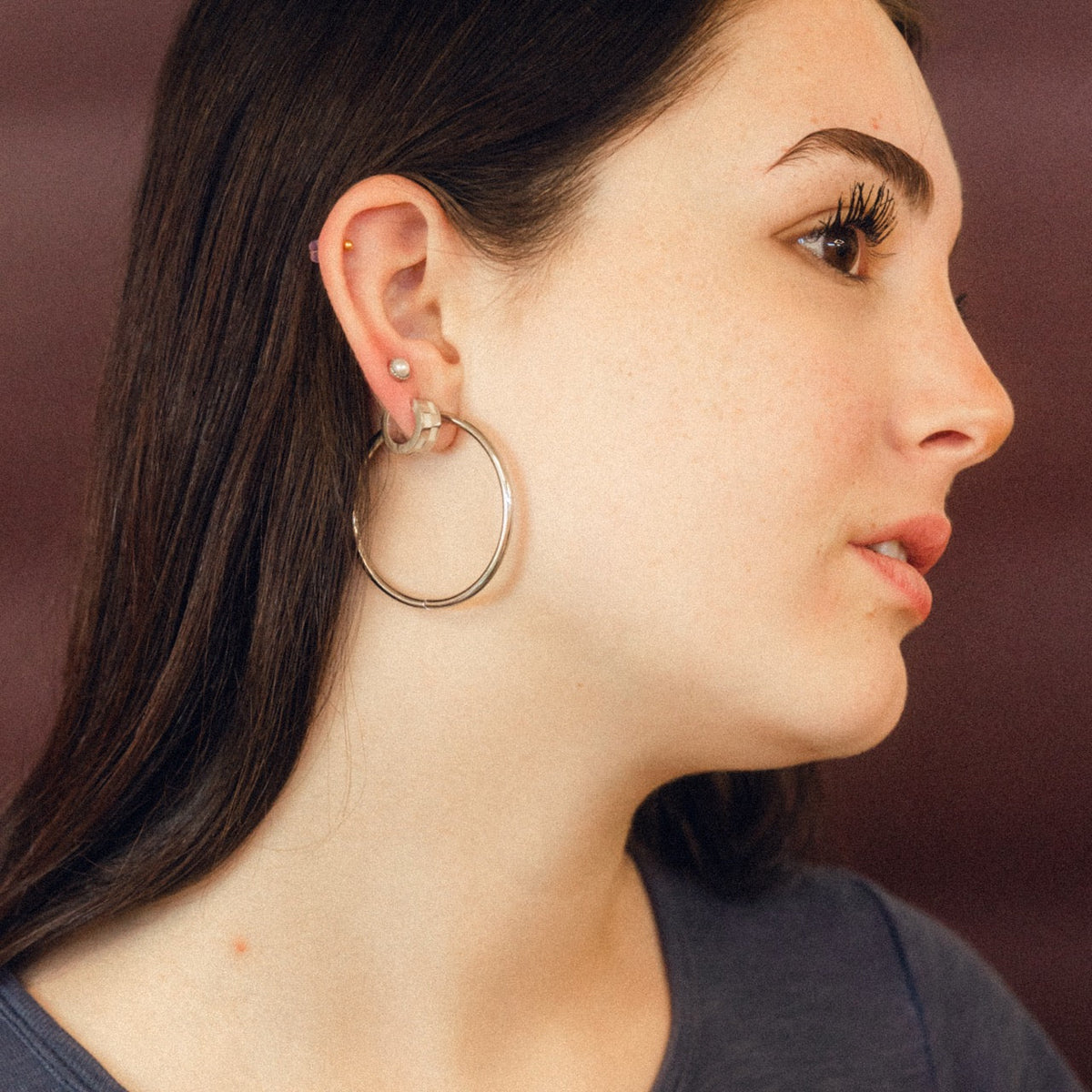 Circle Rounded Huggie Hoop Earrings