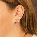 Bright Checkered Super Chunky Huggie Hoop Earrings 6