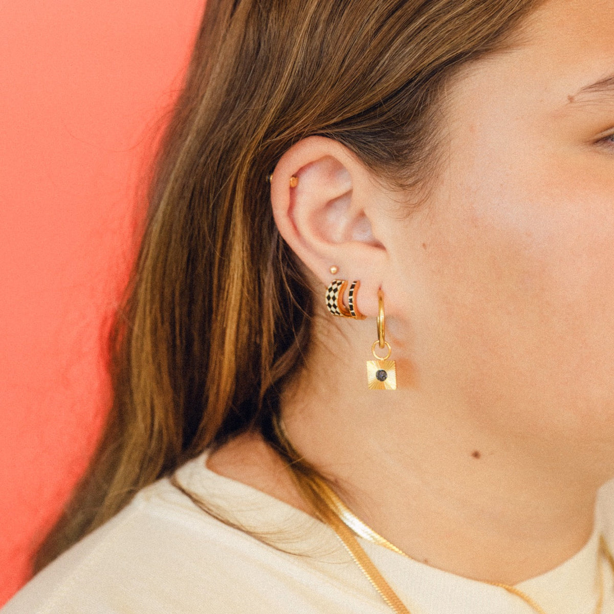Zebra-print Huggie Hoop Earrings