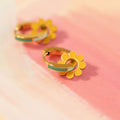 Yellow Flower Huggie Hoop Charms 6