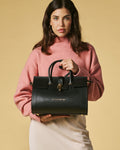 Oriana (black) - Italian calf leather women's handbag (with shoulder strap) 3