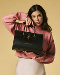 Oriana (black) - Italian calf leather women's handbag (with shoulder strap) 2