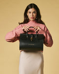 Oriana (black) - Italian calf leather women's handbag (with shoulder strap) 7