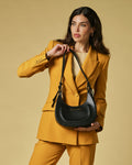 Ornella (black) - Italian calf leather women's crossbody bag (with shoulder strap) 6