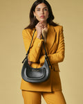 Ornella (black) - Italian calf leather women's crossbody bag (with shoulder strap) 5