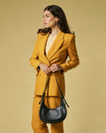 Ornella (black) - Italian calf leather women's crossbody bag (with shoulder strap) 7