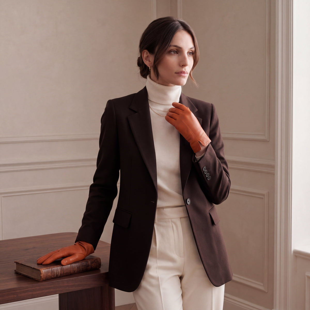P2666 (orange) – Women’s unlined Italian lambskin leather dress gloves
