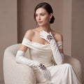 PZ01W14G (white) - Unlined Italian lambskin 16-button opera gloves with embroidery 6