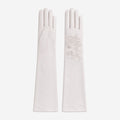 PZ01W14W (white) - Unlined Italian lambskin 16-button opera gloves with embroidery 2