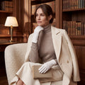 PZ01P (white) - Unlined embroidered Italian lambskin leather gloves 6