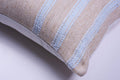 Pale Blue Striped Raw Linen Pillow 2