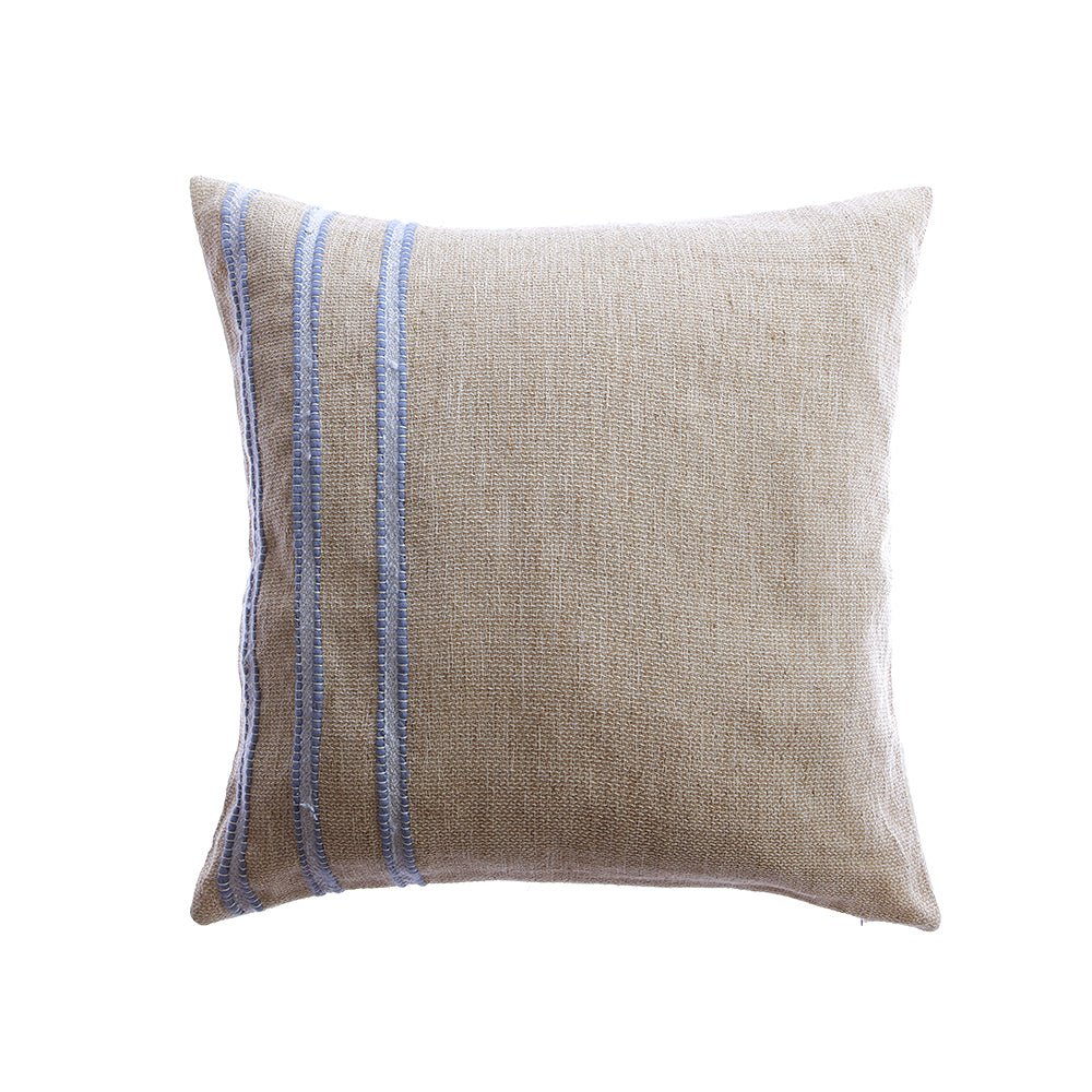 Pale Blue Striped Raw Linen Pillow
