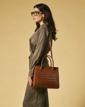 Patrizia (brown) - Italian calf leather womens handbag (with shoulder strap) 5