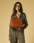 Patrizia (brown) - Italian calf leather womens handbag (with shoulder strap) 10