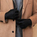 Antonio (black) – Luxurious Italian peccary leather gloves with cashmere lining 10