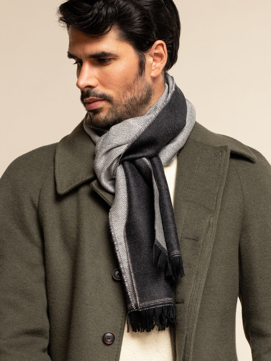 Romeo (blue/grey) - Italian warm and soft scarf made from 100% wool