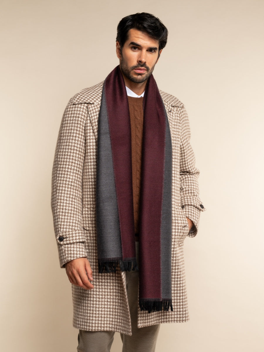 Romeo (red/grey) - Italian warm and soft scarf made from 100% wool