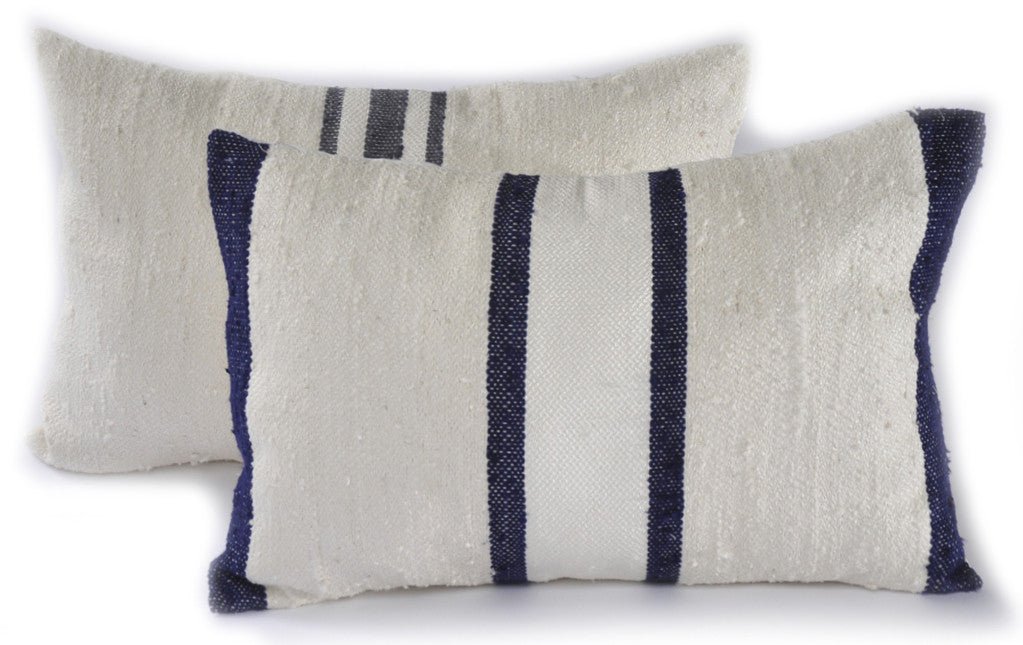 Silk Striped Rustic Pillow