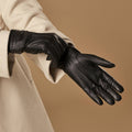 Raya (black) – Deerskin leather gloves with warm wool lining 3