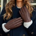 Raya (brown) – Deerskin leather gloves with warm wool lining 3