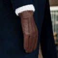 Raya (brown) – Deerskin leather gloves with warm wool lining 4