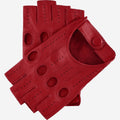 Rossana (red) - Italian fingerless lambskin leather driving gloves 2