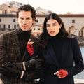 Rossana (red) - Italian fingerless lambskin leather driving gloves 7