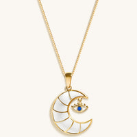 Serene Night - Moon Evil Eye Charm Necklace
