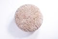 Sand Curly Goatskin Round Ottoman 2