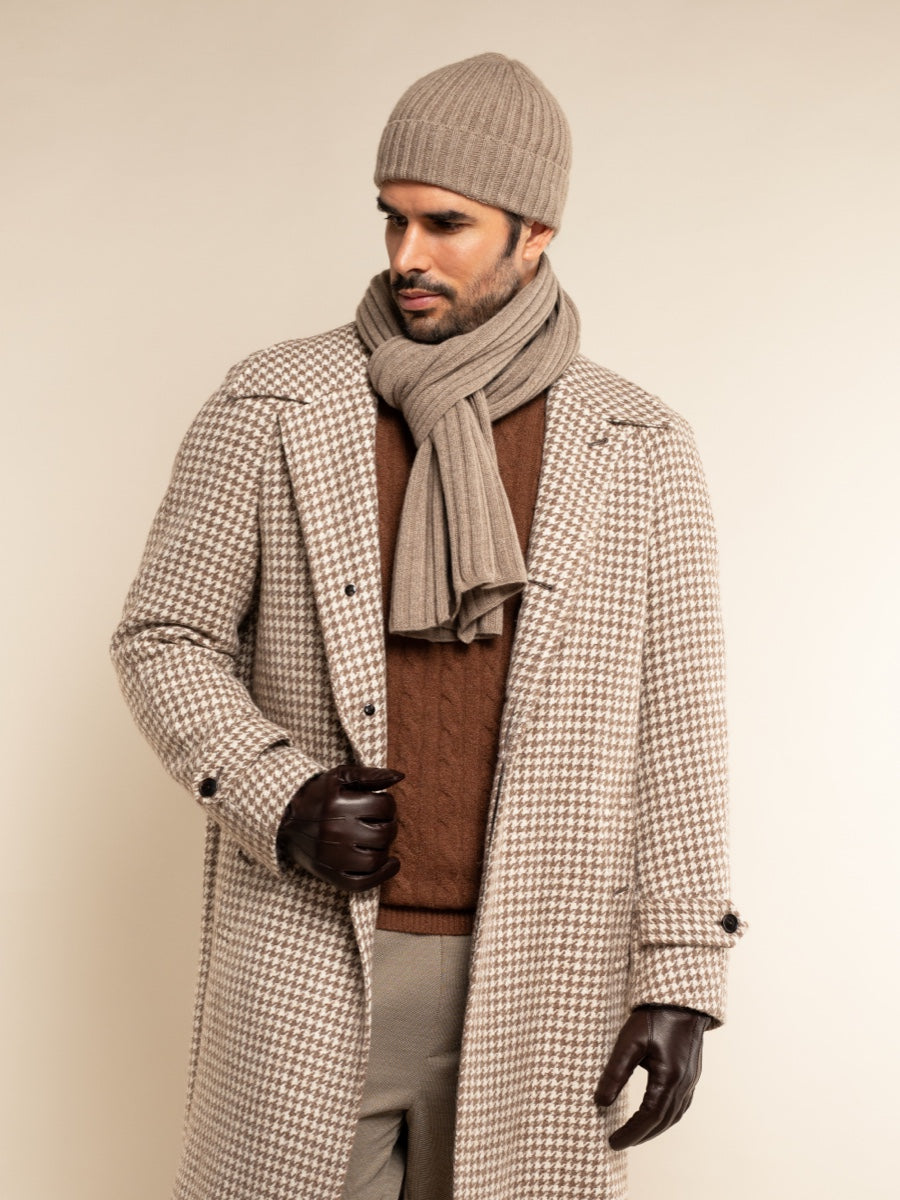 Napoli (brown) - Italian 100% cashmere ribbed scarf (unisex)