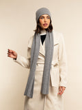 Napoli (light grey) - Italian 100% cashmere ribbed scarf (unisex) 8