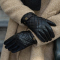 Sebastian (black) – Sheepskin leather gloves with snap closure & touchscreen feature 4