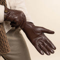 Sebastian (brown) – Sheepskin leather gloves with snap closure & touchscreen feature 10