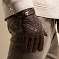 Sebastian (brown) – Sheepskin leather gloves with snap closure & touchscreen feature 5