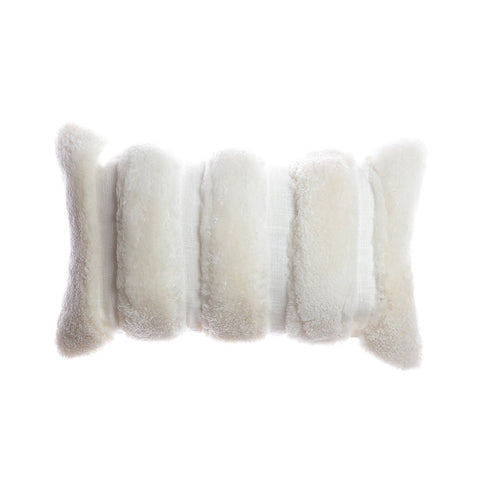 Shearling and Lino Stripes Lumbar Pillow