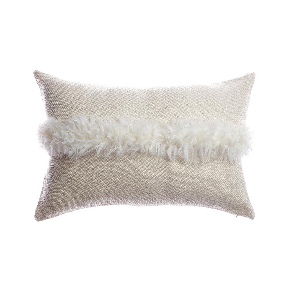 White Fur Accent Pillow