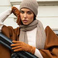 Silvia (cognac) - Italian suede leather gloves with luxurious cashmere lining 2